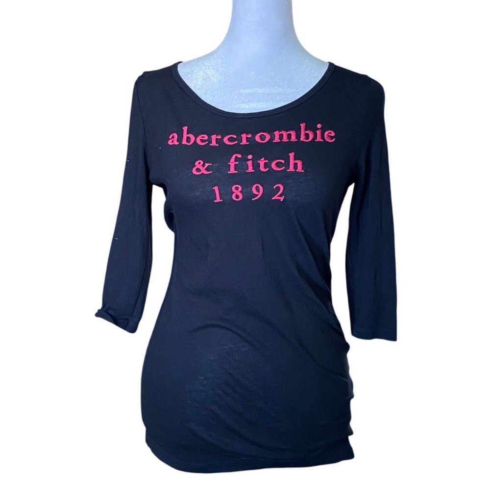 Abercrombie & Fitch Pink Logo Graphic Tee Shirt XL Girls Cotton Y2K Preppy Retro